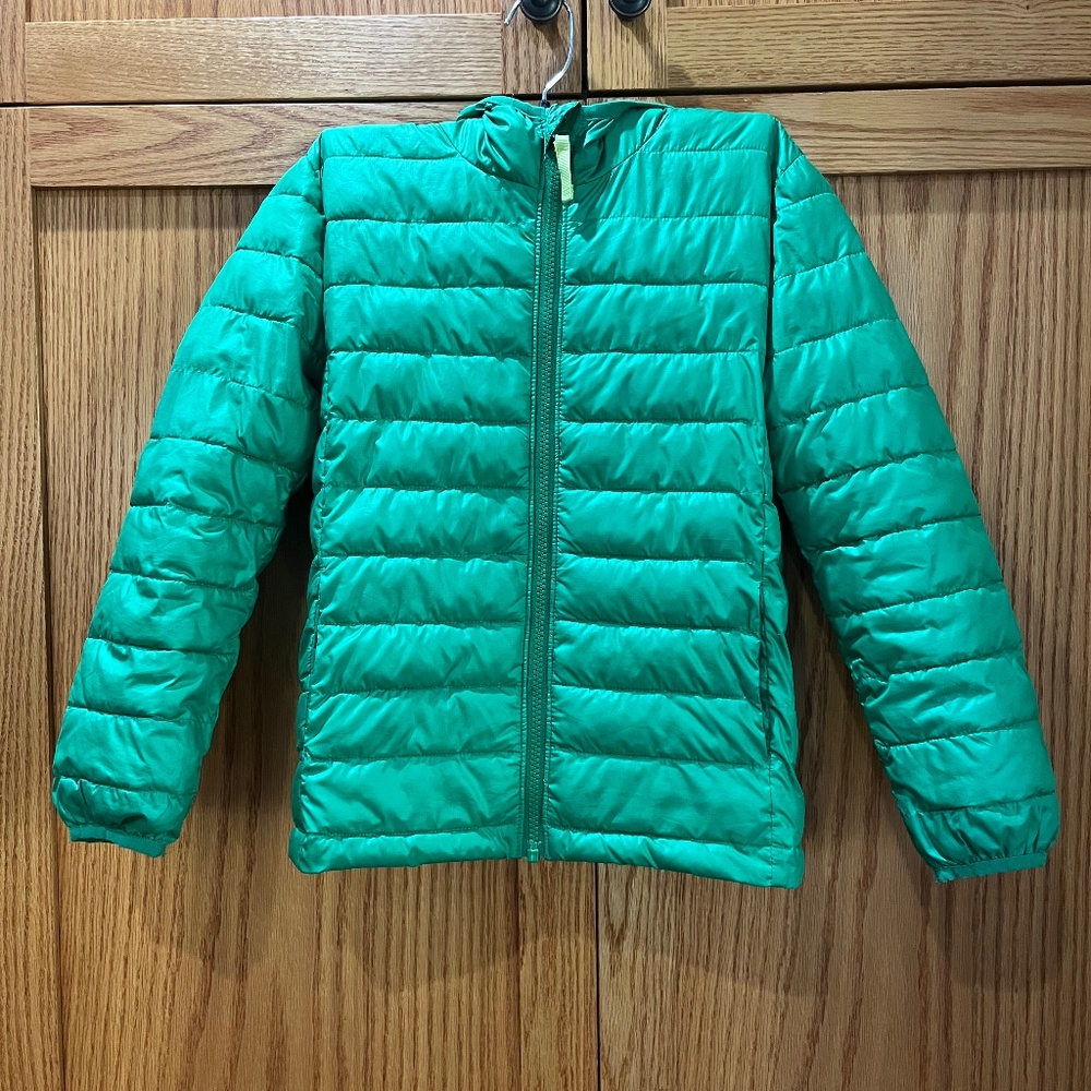 Primary brand Kids Lightweight Puffer Jacket with Hood - Size 8-9, Green